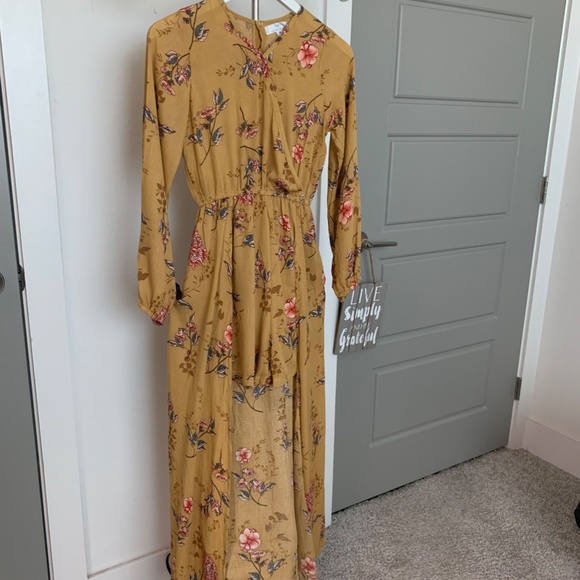 Peyton Bre Brown floral Romper with long train in back size 14 - Picture 2 of 16